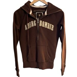 Abercrombie & Fitch Y2K Chocolate Brown Hoodie Raised Logo Full Zip- Size L